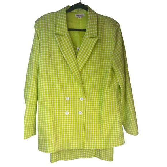 2/$35 Size 10 Green & White Gingham Checkered Dress & Blazer Set Urban Threads - Picture 3 of 16